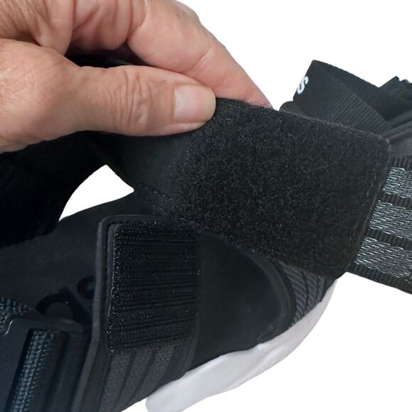 Adidas Sandals Swim Slide 90s Regular Fit Black Grey White Comfort Size 10 - Picture 7 of 10